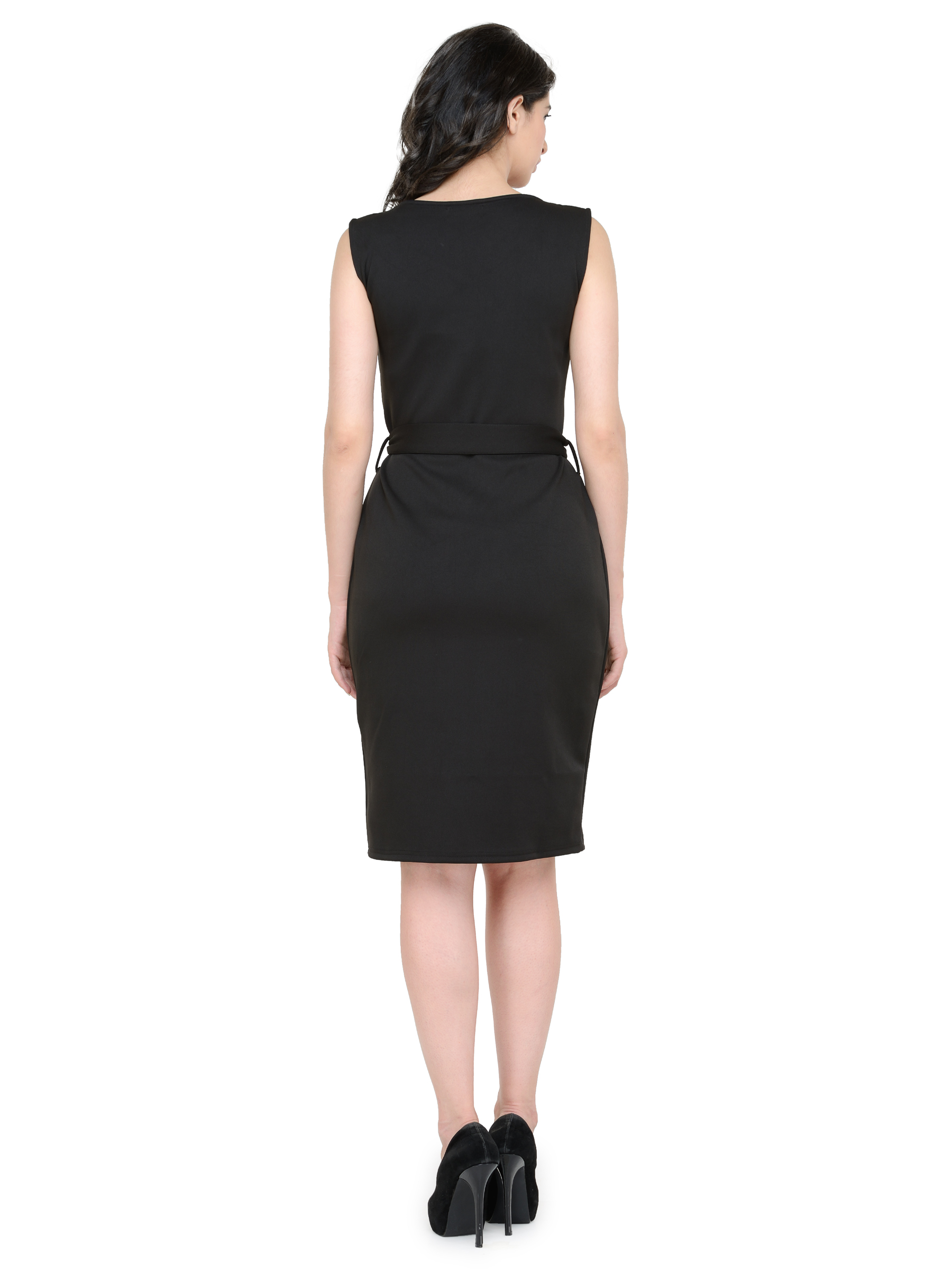 SIPPING COCKTAILS BLACK JERSEY MIDI DRESS